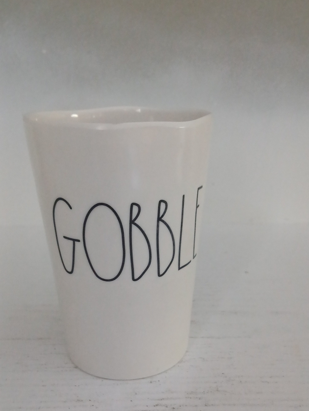 Rae Dunn White 'GOBBLE' Plastic Cup